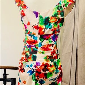 Ruched, satiny floral ruched dress